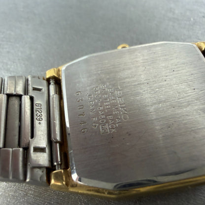 Seiko Tank Watch Men 29mm Black Dial Gold Tone Date 5P32-5A50 READ!! New Battery9