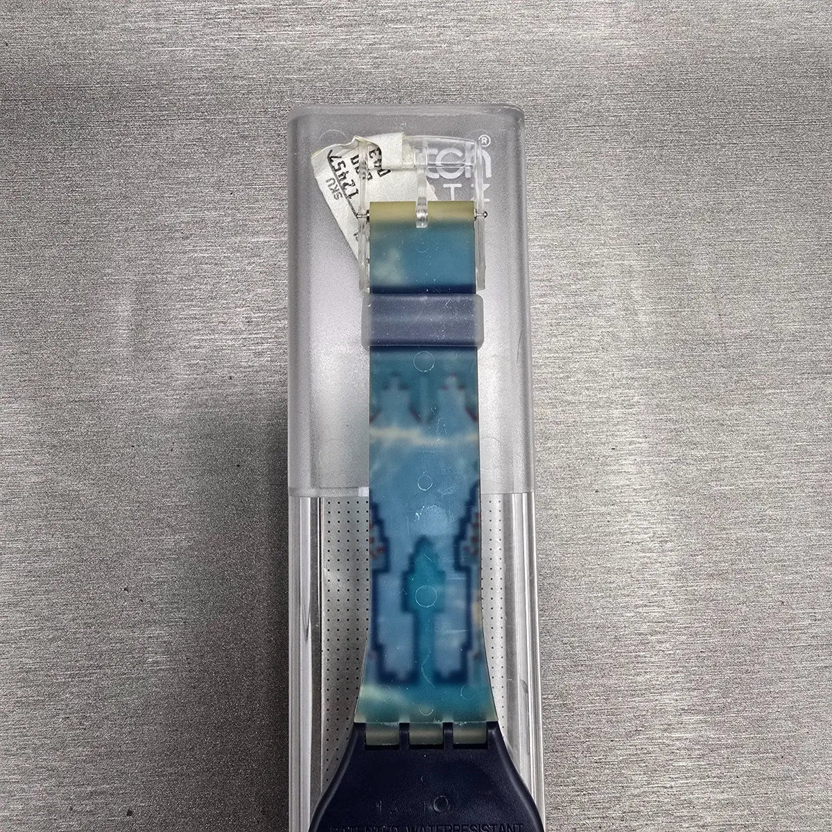 Swatch Blue Flamingo Watch Men 34mm Blue Dial Black Case GN114 New Battery NOS9