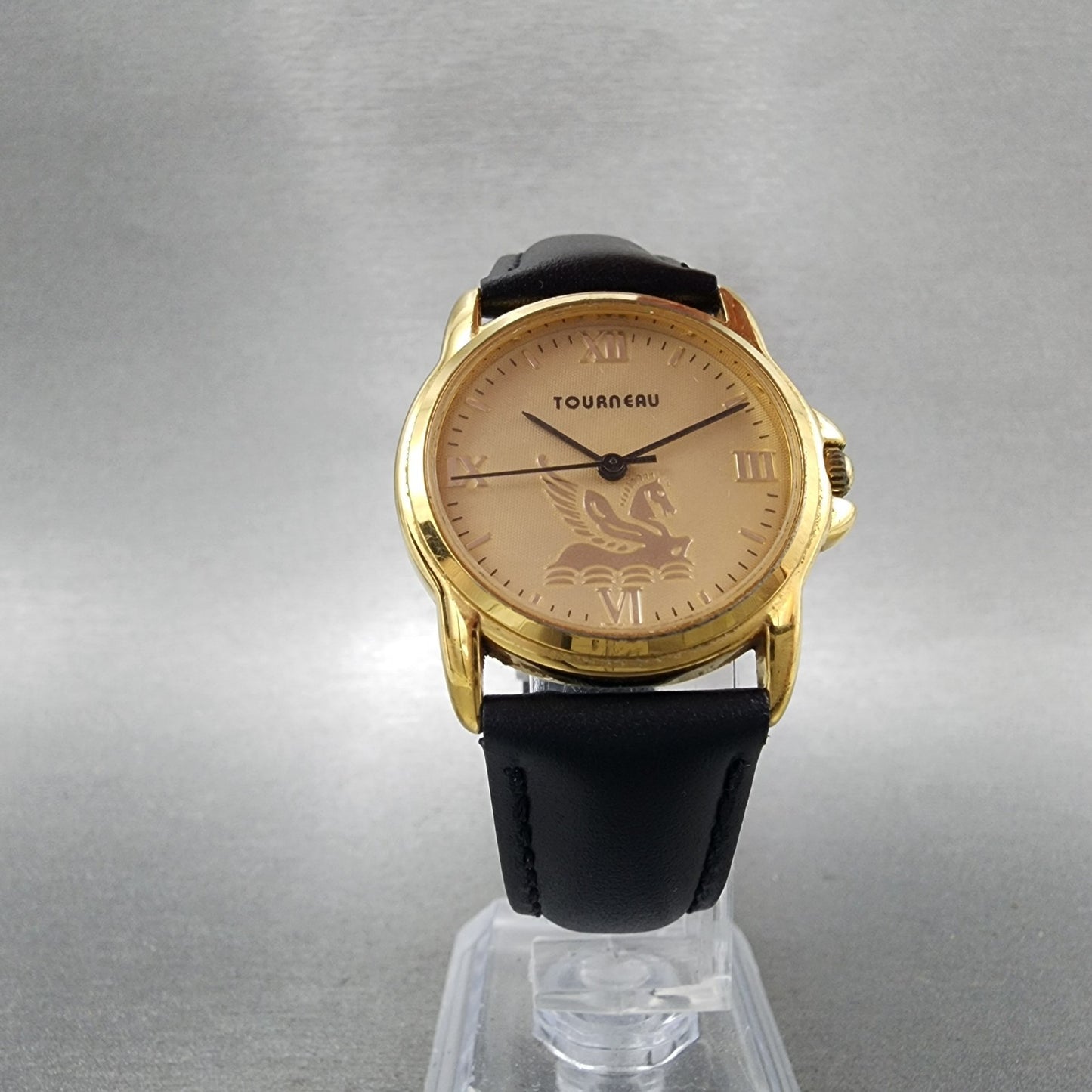 Tourneau Watch Women 30mm Gold Dial Gold Tone Round Pegasus New Battery5