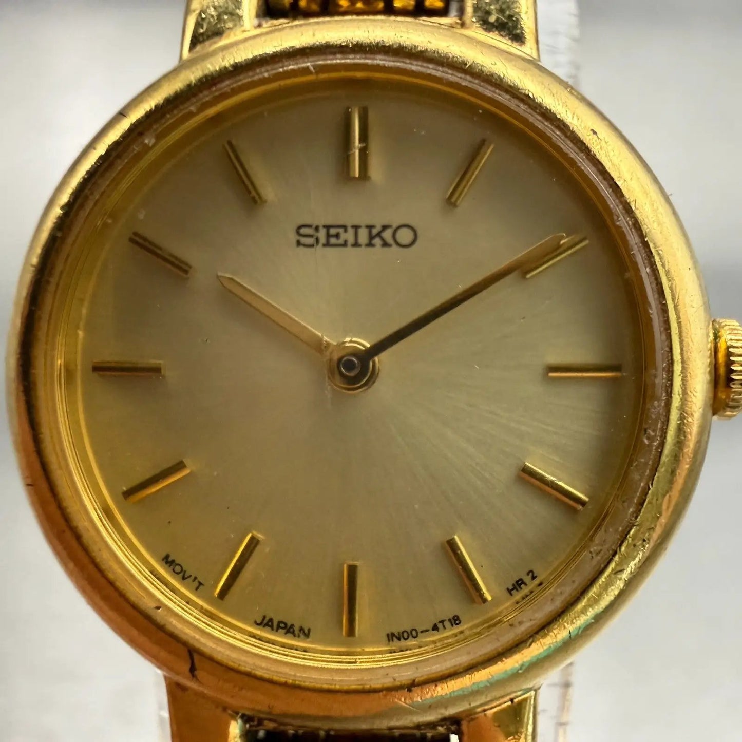 Seiko Watch Women 21mm Champagne Dial Gold Tone Round 1N00-1E09 New Battery VTG1