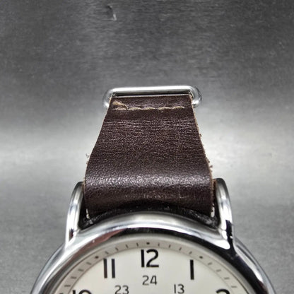 Timex Weekender Watch Men 38mm White Dial Silver Round New Battery T2N8934