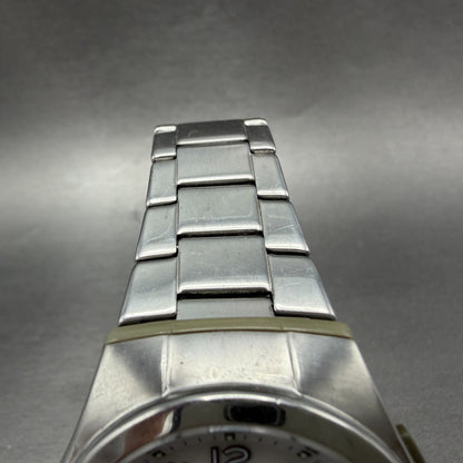 Casio Wave Ceptor Solar Watch Men 41mm White Dial Analog Digital Steel Runs KPO4