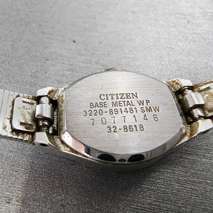 Citizen CQ Watch Women 16mm Silver Dial Silver Tone Square 3220891481  New Batt9