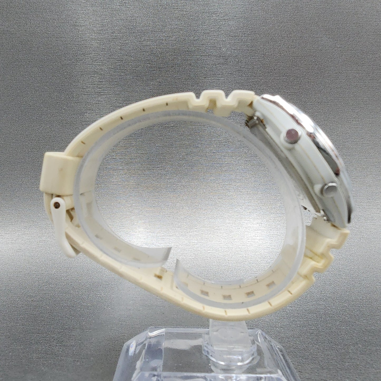 Casio Wave Ceptor Watch Women 35mm White Dial Silver Tone Analog Digital Works