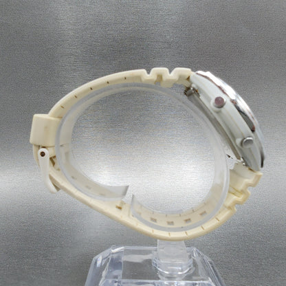 Casio Wave Ceptor Watch Women 35mm White Dial Silver Tone Analog Digital Works