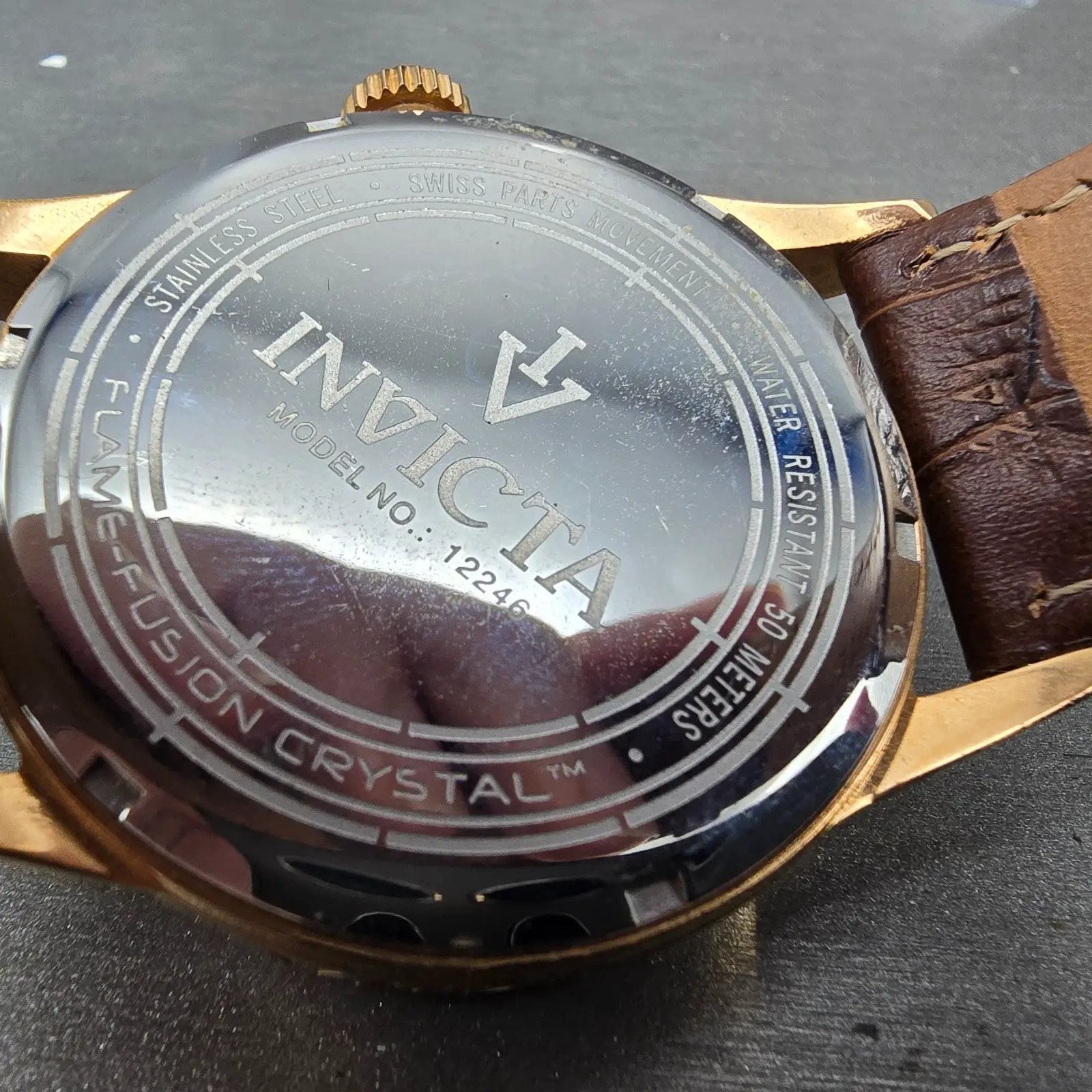 Invicta Watch Men 45mm Blue Dial Rose Gold Tone Daydate 12246 New Battery9