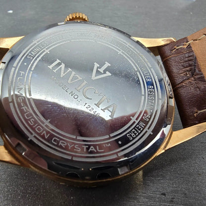 Invicta Watch Men 45mm Blue Dial Rose Gold Tone Daydate 12246 New Battery9