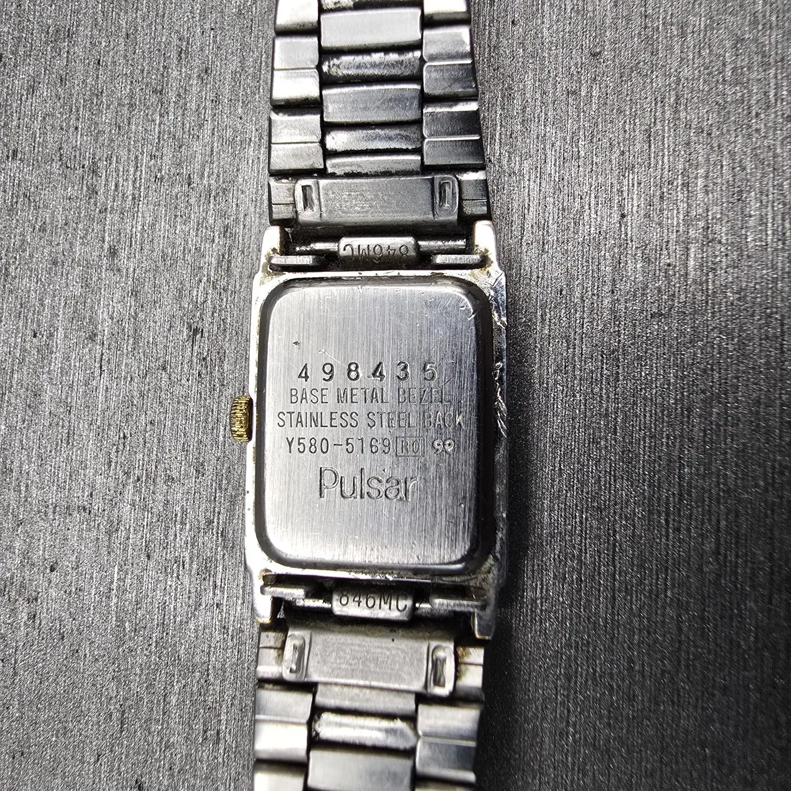 Seiko Pulsar Watch Women 16mm Black Dial Two Tone Rectangle Y580-5169 New Batt10
