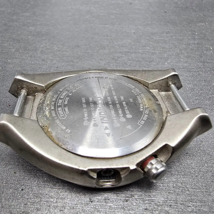 Timex Alarm Watch Men 41mm Gray Dial Silver Tone Date Round Indiglo PARTS9