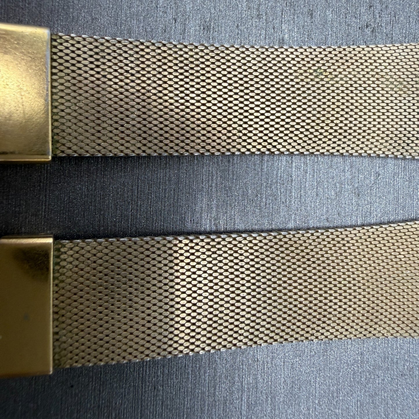 Longines Bracelet 21mm Gold Tone Mesh Duchess USA Vintage Two Piece2