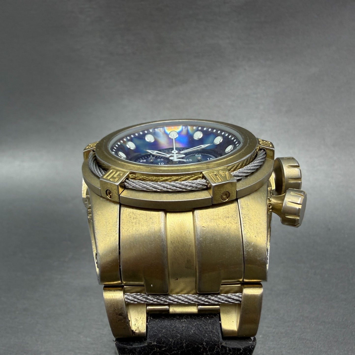 Invicta Reserve Bolt Zeus Empire Watch Men 54mm Blue Dial Gold Tone 17375 Newbat2