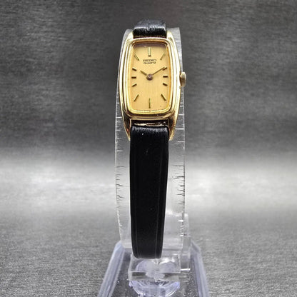 Seiko Watch Women 13mm Gold Dial Gold Tone Rectangle 2E20-6300 New Battery5