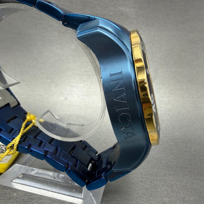 Invicta Pro Diver Watch Men 49mm Gold Dial Blue Tone Daydate Round 15044 New Bat3