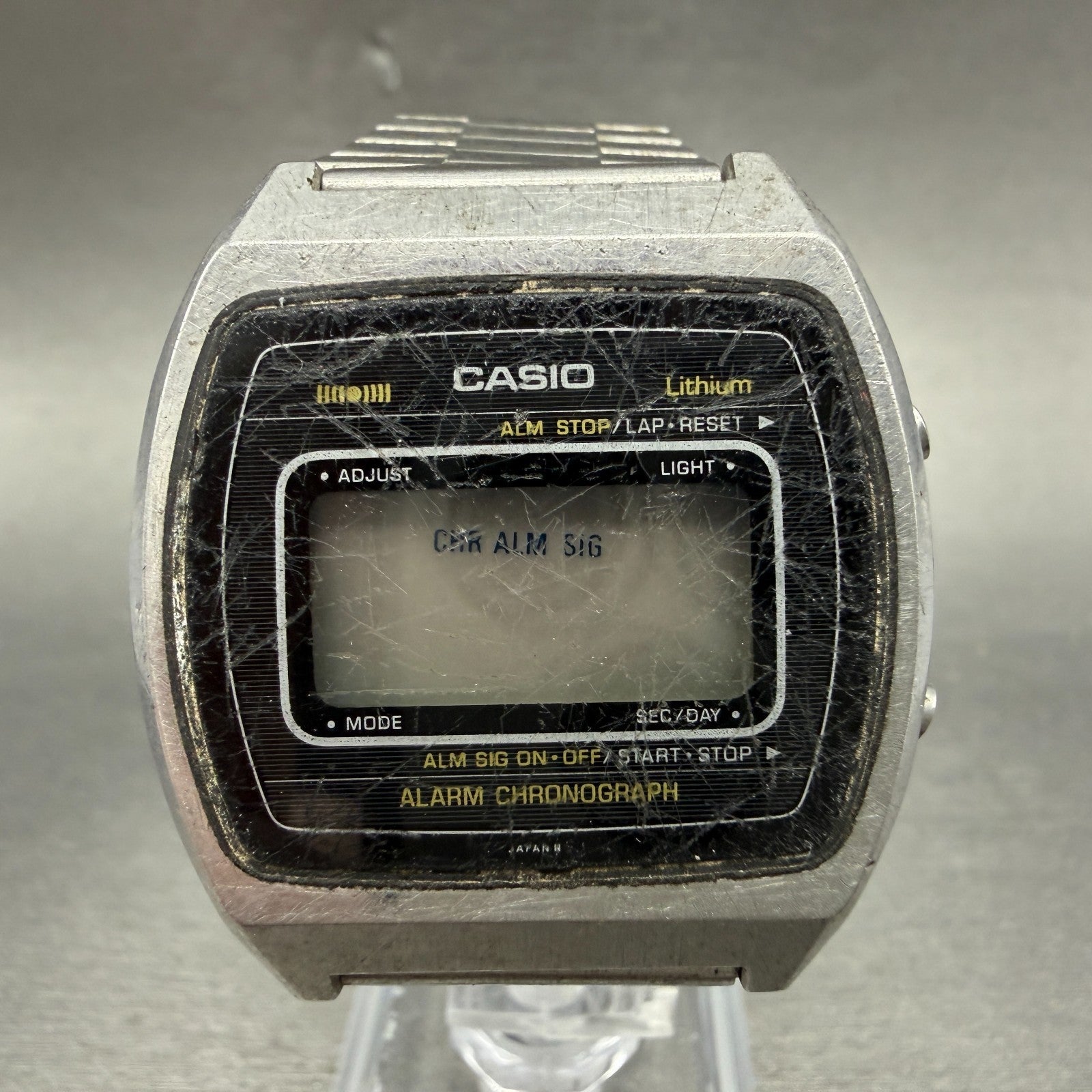 Casio A851 108 Watch Men 36mm Digital LCD Silver Tone Rectangle Vintage PARTS0