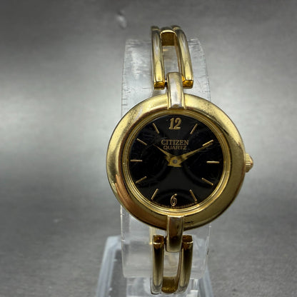 Citizen Watch Women 20mm Black Dial Gold Tone Round 5920-S99183 New BatteryK0