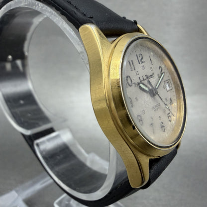 LL Bean Watch Women 27mm Gray Dial Gold Tone Date Round New Battery Vintage ABC3
