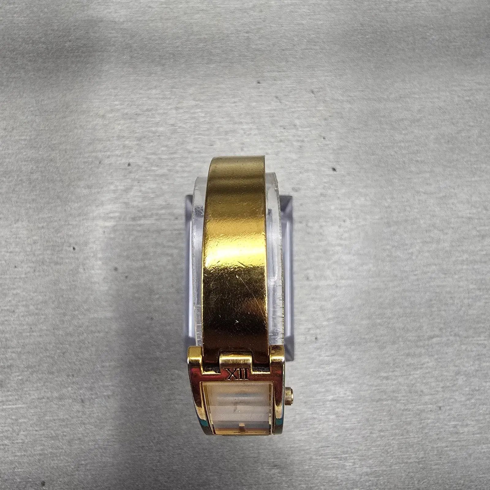 Bulova Watch Women 15mm Champagne Dial Gold Tone Rectangle New Battery 97T464