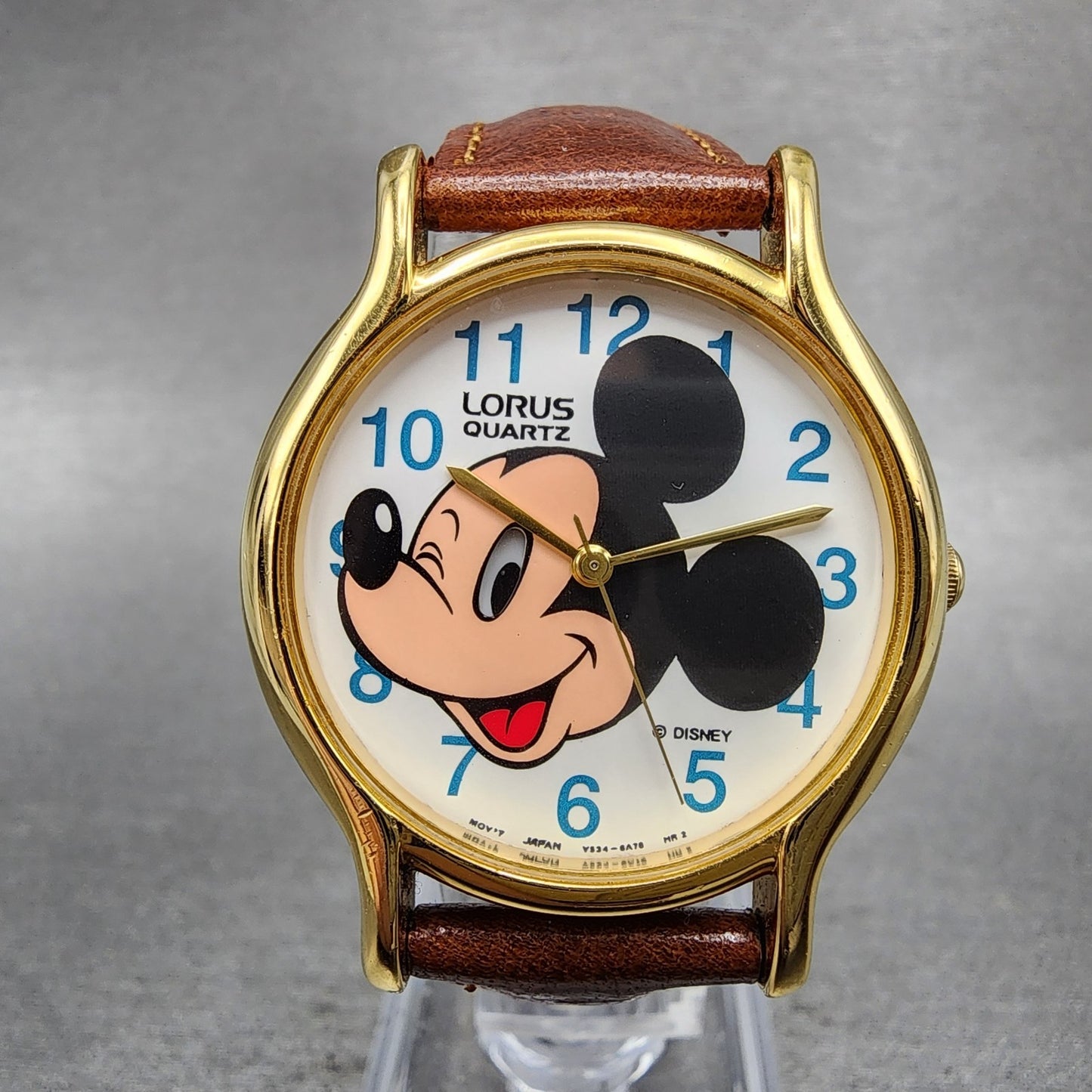 Lorus Mickey Mouse Watch Men 32mm White Dial Gold Tone Round V5346A20 New Batt0