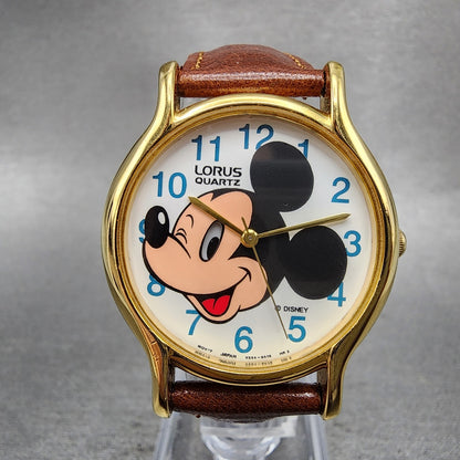 Lorus Mickey Mouse Watch Men 32mm White Dial Gold Tone Round V5346A20 New Batt0