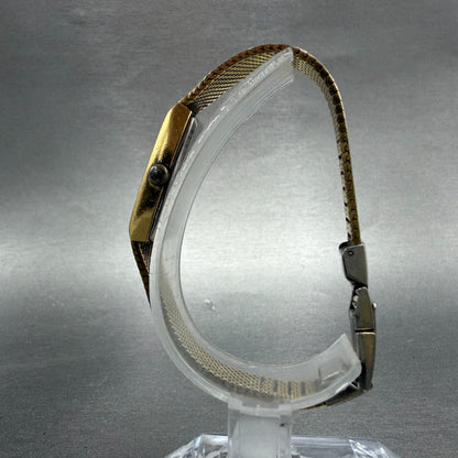 Seiko Tank Watch Women 13mm Brown Dial Gold Tone Oval 1320-5009 New Battery ABC6