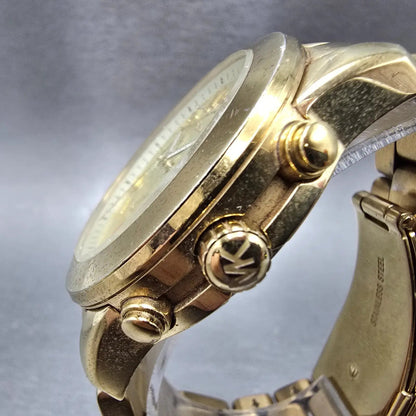 Michael Kors Mercer Watch 42mm Women Champagne Dial Gold Chronograph New Batt2