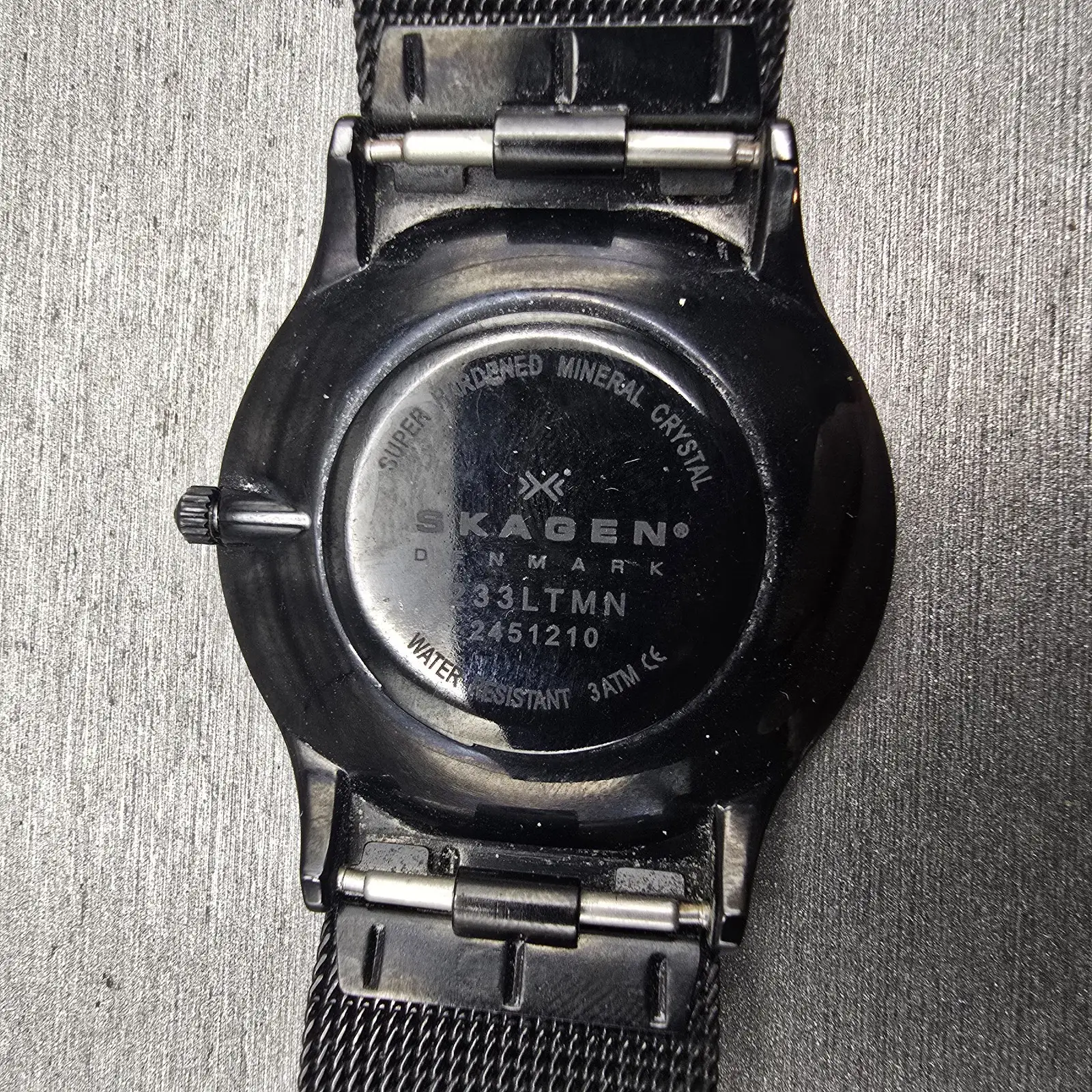 Skagen Denmark Watch Men 34mm Blue Dial Black Tone Titanium 233LTMN New BatteryG10