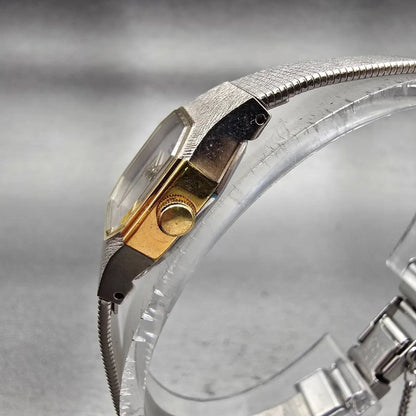 Seiko Watch Women 17mm Silver Dial Silver Tone Octagon 2C21-5409 New Battery VTG2
