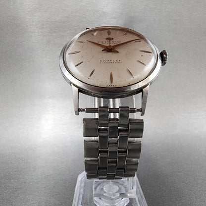 Orient Star Dynamic Watch Men 33mm White Dial Steel Nivaflex Manual Wind Runs5