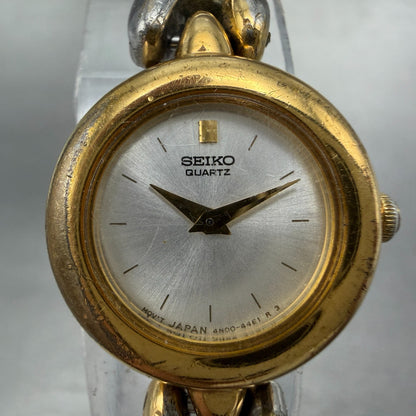 Seiko Watch Women 19mm Silver Dial Two Tone Round 4N00-1181 New Battery Vintage1