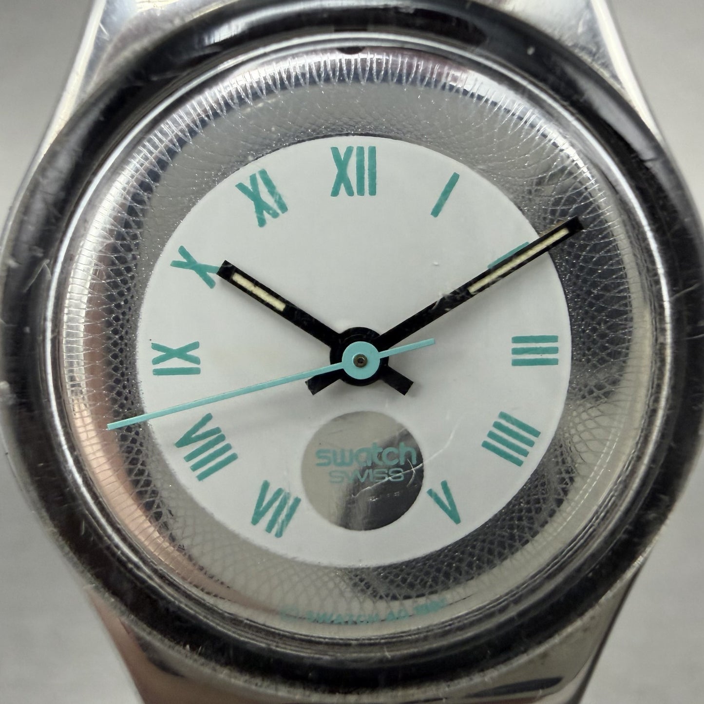 Swatch Lady Malpensa Watch Women 25mm White Dial Silver Tone Round LX109 New Bat1