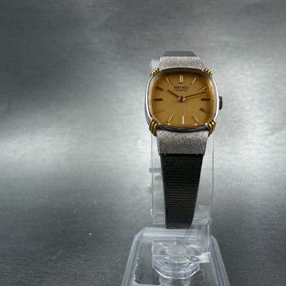 Seiko Watch Women 18mm Champagne Dial Two Tone Square 2320-6710 New Battery VTG5