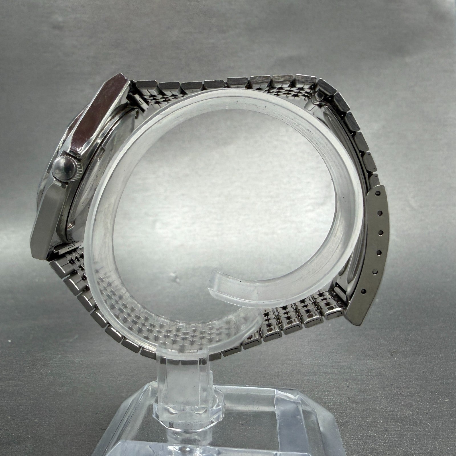 Seiko Chronos Watch Men 34mm Silver Dial Silver Tone Daydate 7433-7040 PARTS7