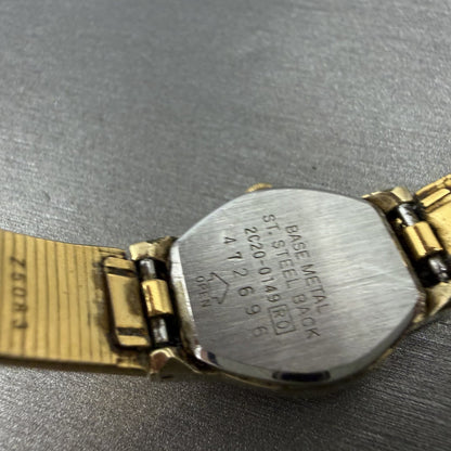 Seiko Watch Women 17mm Champange Dial Gold Tone Round 2C20-0149 New Battery KO899
