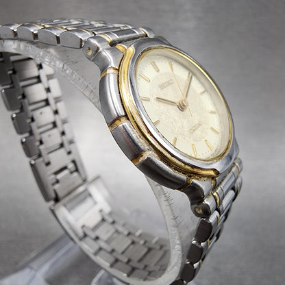 Seiko Exceline Watch Women 24mm Cream Dial Two Tone 3F310B20 New Battery Round3