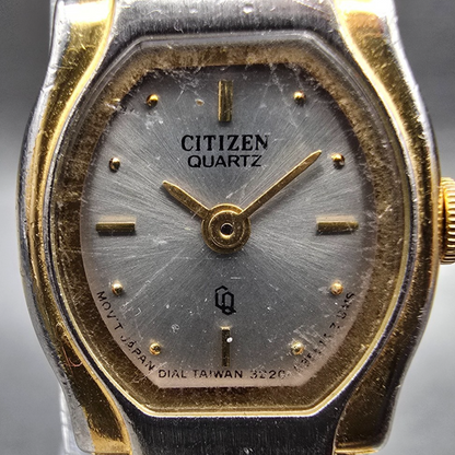 Citizen CQ Watch Women 17mm Silver Dial Two Tone Oval 3220-S09834 New Battery1