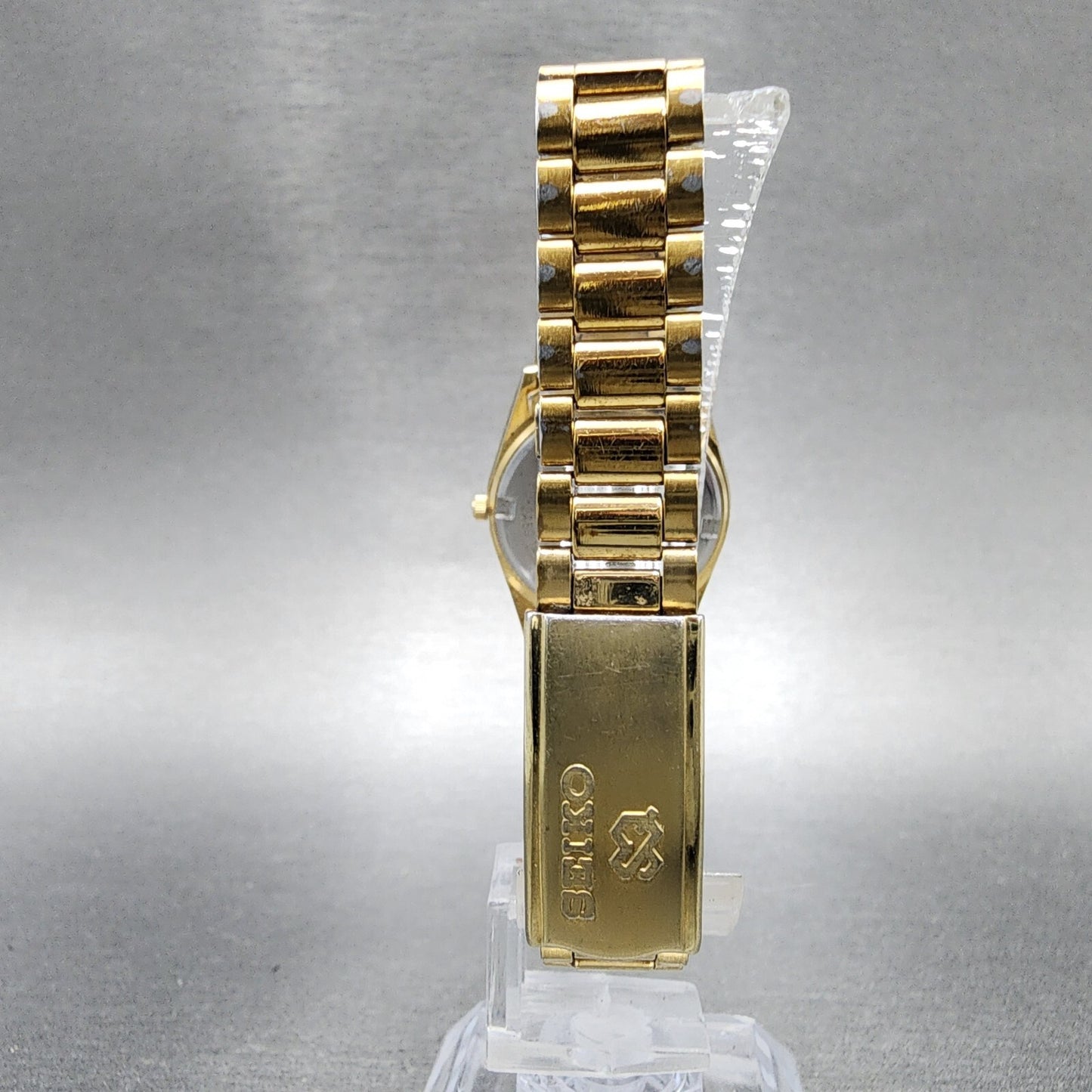 Seiko SQ Watch Women 24mm Gold Dial Gold Tone Daydate Round 3E230A69 New Batt7