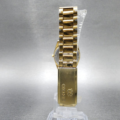 Seiko SQ Watch Women 24mm Gold Dial Gold Tone Daydate Round 3E230A69 New Batt7