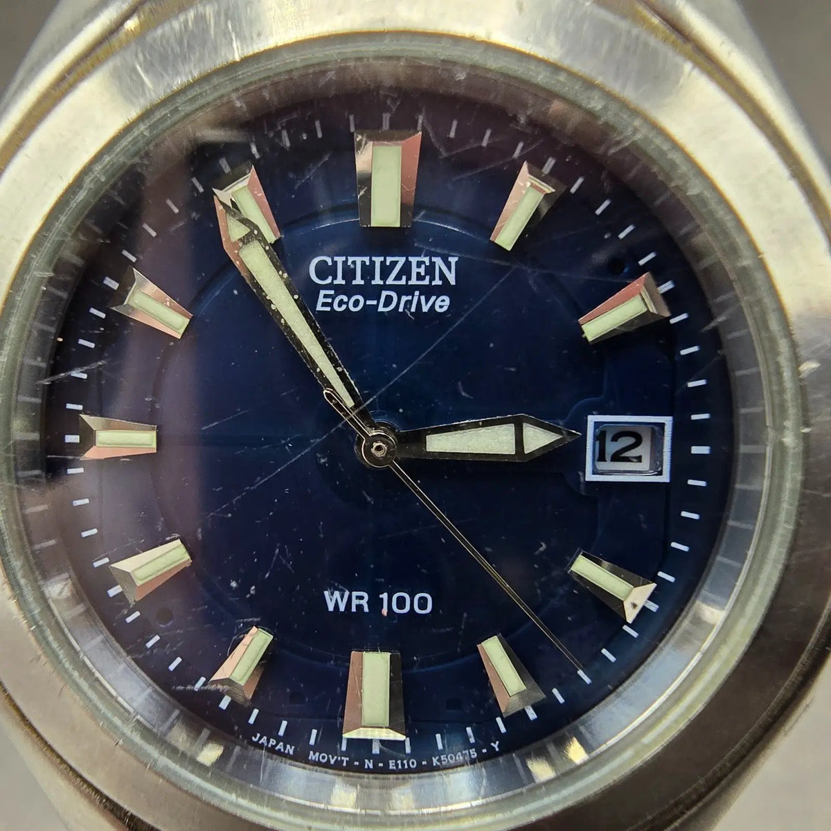 Citizen Eco-Drive Watch Men 38mm Blue Dial Steel Date Round E110-K16385 PARTS2
