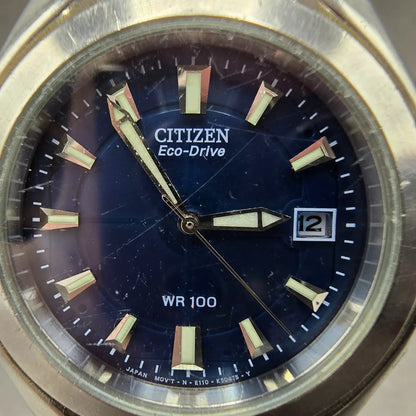 Citizen Eco-Drive Watch Men 38mm Blue Dial Steel Date Round E110-K16385 PARTS2