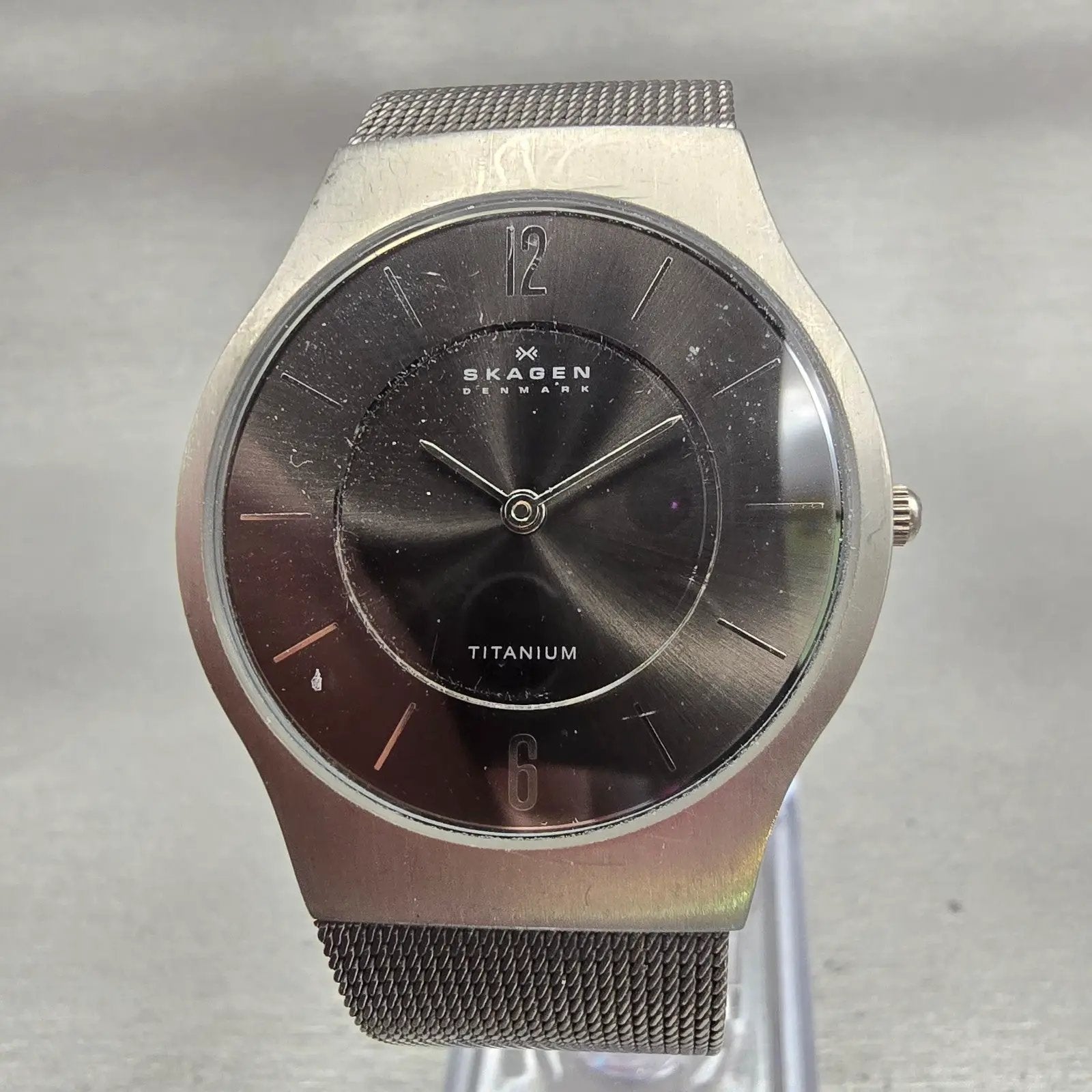 Skagen Ultra Slim Watch Men 34mm Black Dial Titanium  Round 233LTTM New Battery0