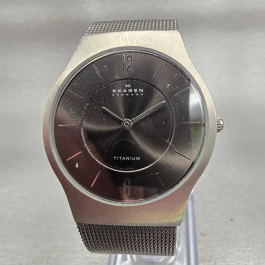 Skagen Ultra Slim Watch Men 34mm Black Dial Titanium  Round 233LTTM New Battery0