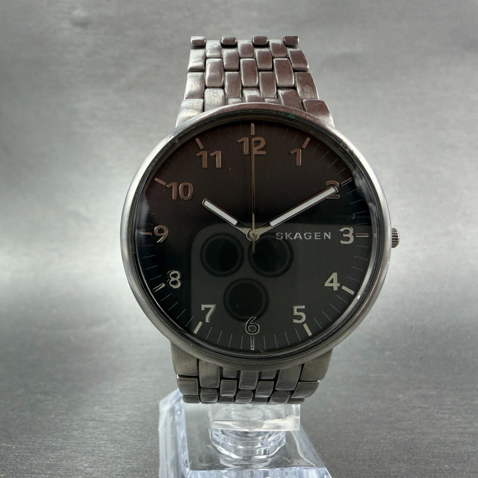Skagen Ancher Watch Men 40mm Gray Dial Silver Tone Round SKW6247 New Battery5