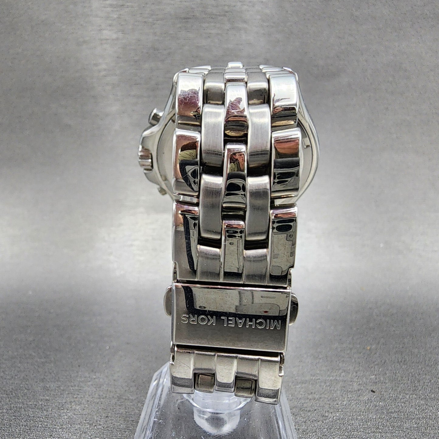 Michael Kors Glitz Chronograph Watch Women 42mm MOP Dial Steel Date Round MK53467