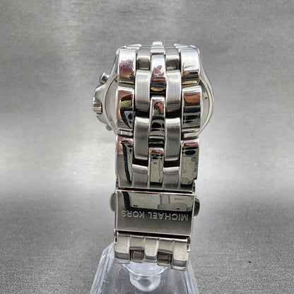 Michael Kors Glitz Chronograph Watch Women 42mm MOP Dial Steel Date Round MK53467