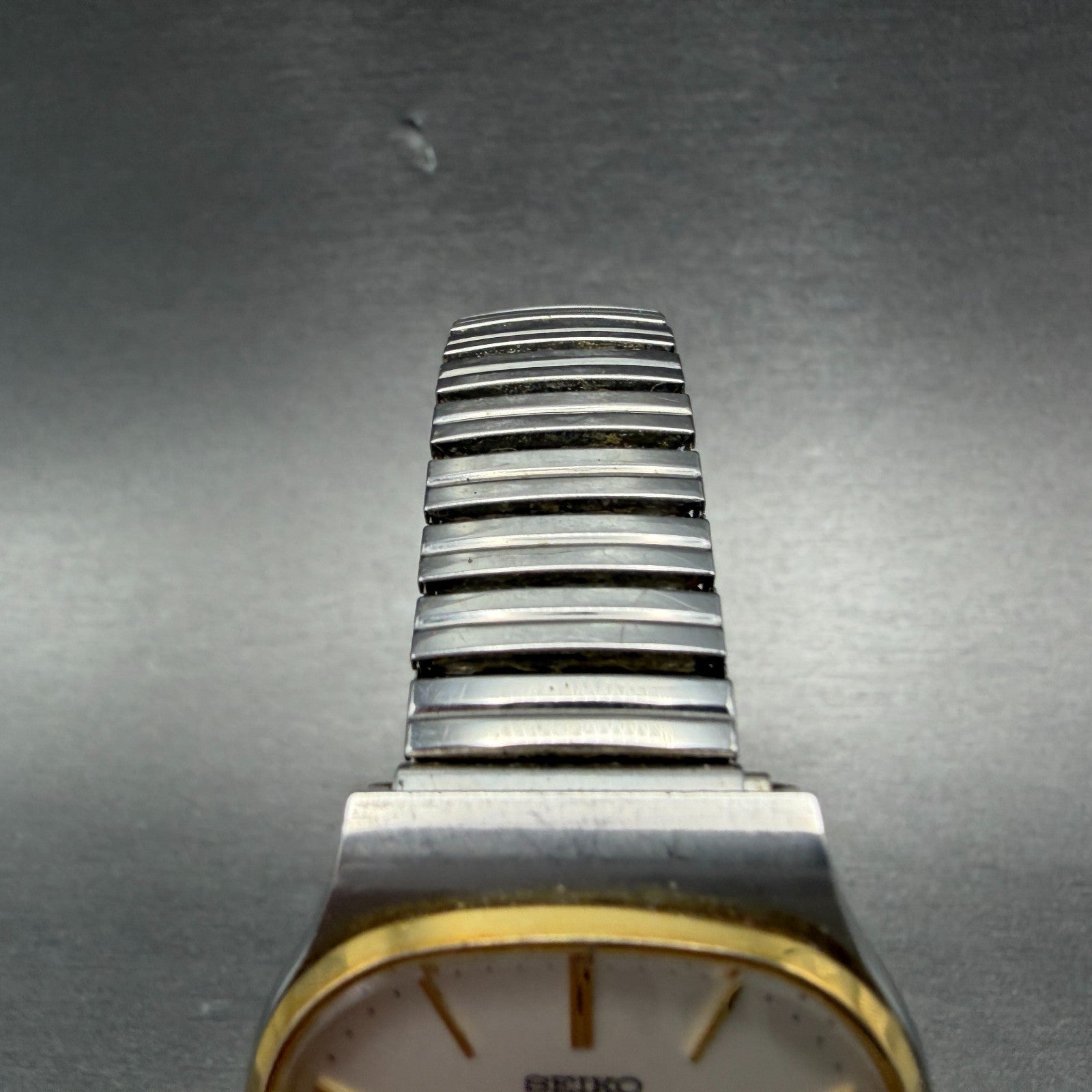 Seiko SQ Watch Men 32mm Silver Dial Two Tone Daydate Rectangle 7123-5100 PARTS5