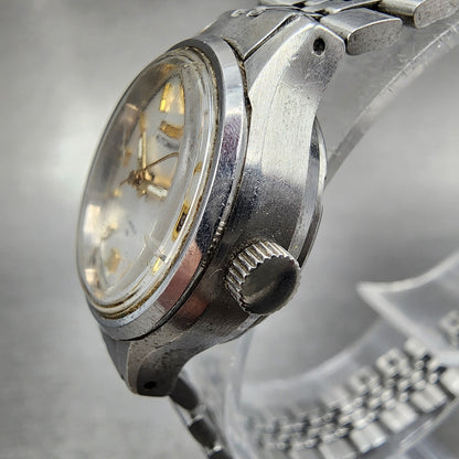 Seiko Automatic Watch Women 23mm Silver Dial Silver Tone Date 4205-0160 Runs