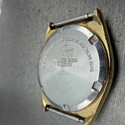 Seiko SQ Watch Men 34mm Champagne Dial Gold Tone Daydate Round 7123-8310 PARTS11