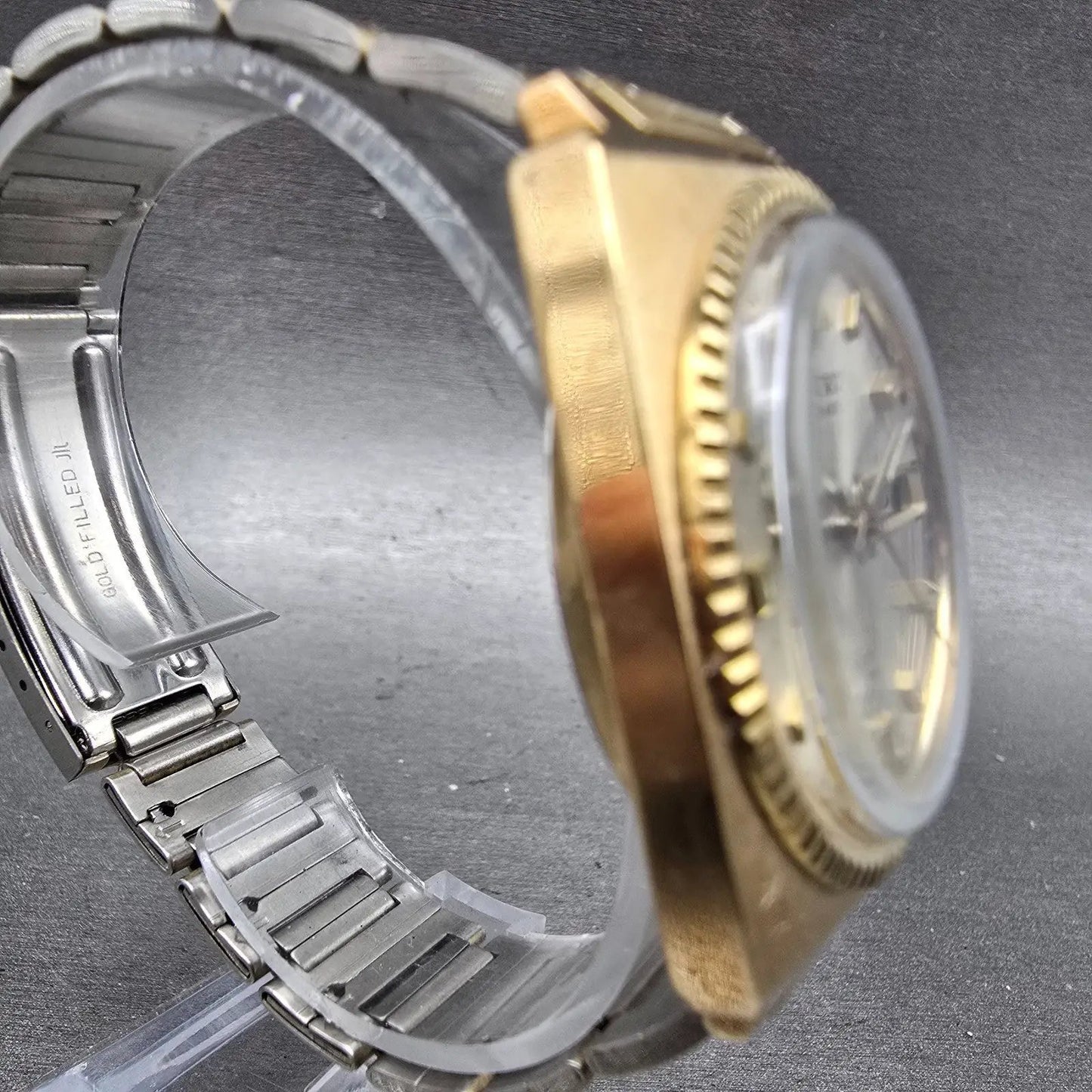 Seiko Automatic Watch Men 36mm Silver Dial Gold Tone Daydate 7006-7012 Runs VTG3