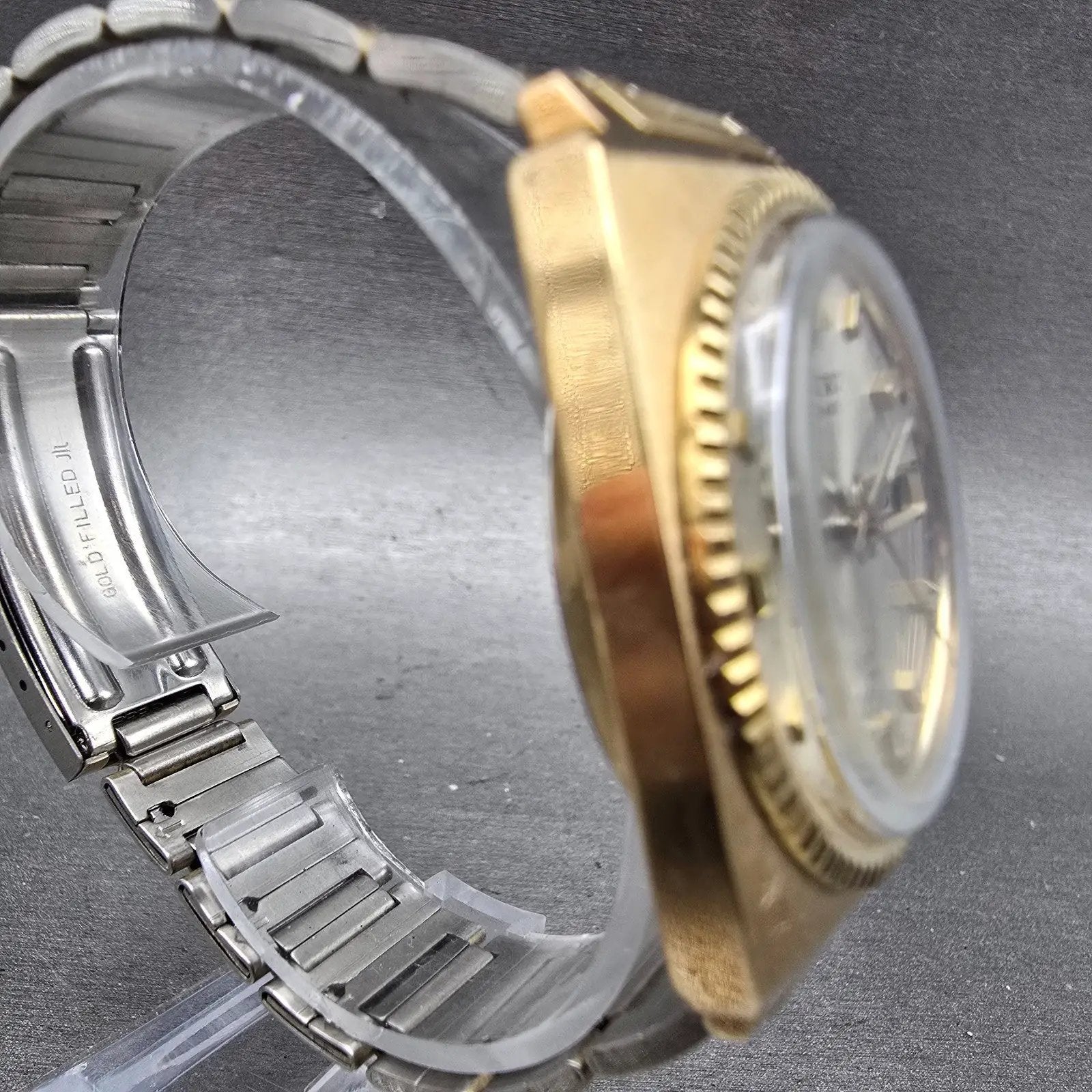 Seiko Automatic Watch Men 36mm Silver Dial Gold Tone Daydate 7006-7012 Runs VTG3