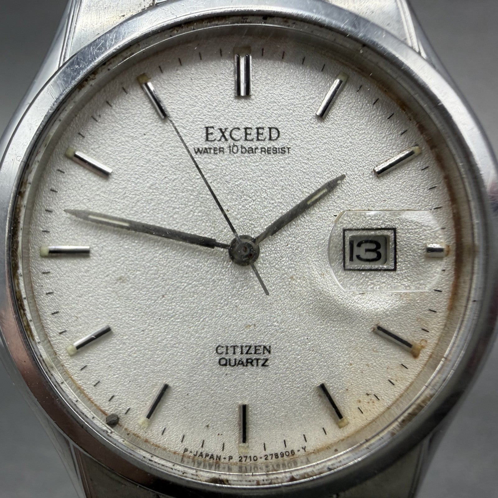 Citizen Exceed Watch Men 34mm White Dial Silver Tone Date 2710-274831 PARTS2